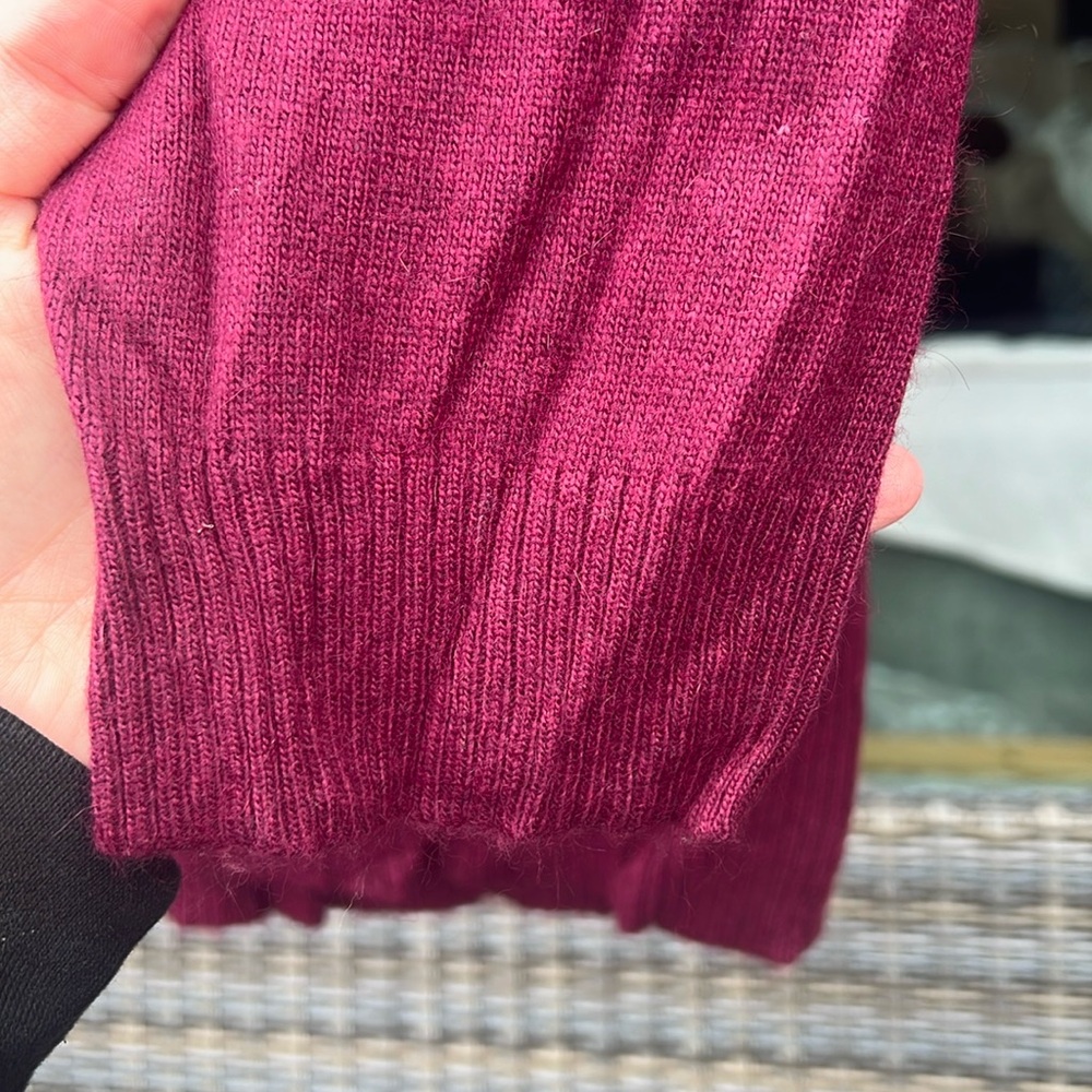 Loft Outlet XL Rayon, Nylon, and Rabbit Fur XL Maroon Button Up Cardigan - Picture 10 of 10